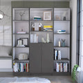 Bibliothèque avec 5 étagères et rangement 60 de large gris mat - blanc