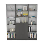 Bibliothèque avec 5 étagères et rangement 60 de large gris mat - blanc
