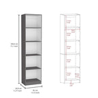 Bibliothèque avec 5 étagères et rangement 60 de large gris mat - blanc