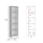 Bibliothèque avec 5 étagères et rangement 60 de large gris mat - blanc