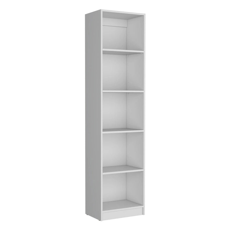 Bibliothèque avec 5 étagères et rangement 60 de large gris mat - blanc