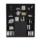 Bibliothèque avec 5 étagères et rangement 60 de large gris mat - blanc