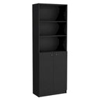 Bibliothèque avec 5 étagères et rangement 60 de large gris mat - blanc