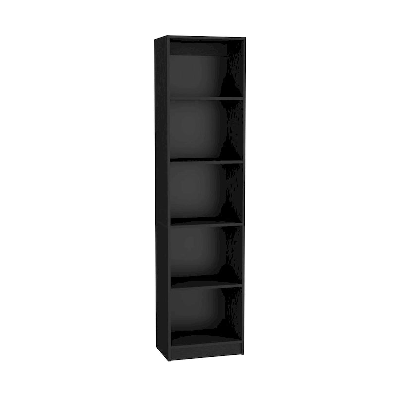 Bibliothèque avec 5 étagères et rangement 60 de large gris mat - blanc