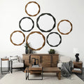 Buffet bas 4 portes en bois massif marron avec accent en métal noir – 80,0L x 19,0P x 33,0H