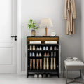 5-Tier Wooden Shoe Cabinet with Doors and Open Shelves