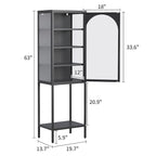 Meuble de Rangement 5 Étages avec Portes en Verre et Métal