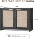 Bahut de rangement avec portes en rotin - 34,8 P x 797,6 L x 83,1 H cm