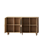 Armoire de rangement autoportante décorative en rotin à 4 portes
