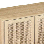 Armoire de rangement autoportante décorative en rotin à 4 portes