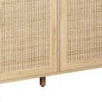 Armoire de rangement autoportante décorative en rotin à 4 portes