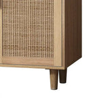 Armoire de rangement autoportante décorative en rotin à 4 portes