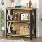 Wooden shelf with decorative items in a room setting