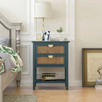 2 Drawer Side table,Naturel Rattan,End table,Suitable for bedroom, living room, study