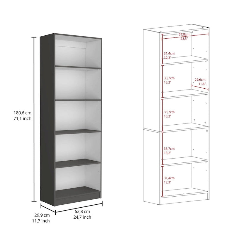 Bibliothèque de 2 meubles à 5 étagères et placard
