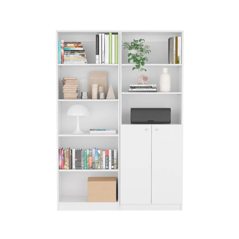 Bibliothèque de 2 meubles à 5 étagères et placard