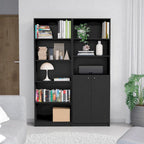 Bibliothèque de 2 meubles à 5 étagères et placard