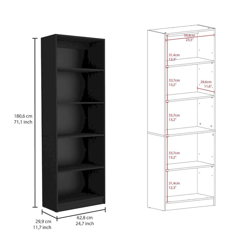 Bibliothèque de 2 meubles à 5 étagères et placard
