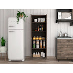 Meuble de rangement, cinq étagères, finition wengé marron foncé / noir, haute qualité et durable