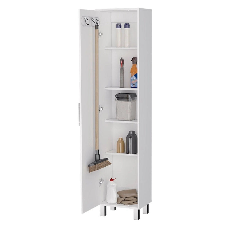 Armoire de rangement, cinq étagères, finition blanche, haute qualité et durable