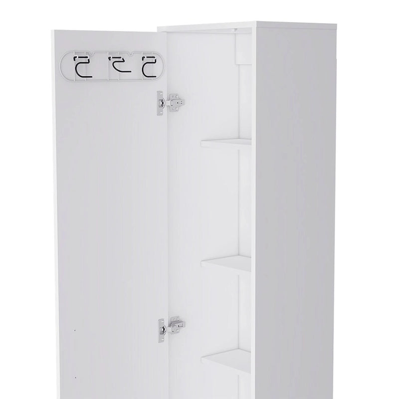 Armoire de rangement, cinq étagères, finition blanche, haute qualité et durable