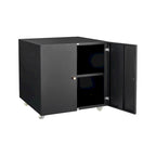 Meuble de bureau Armoire de photocopieur noire 2 portes meuble de photocopieur en acier support d'imprimante à tiroirs mobile