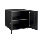 Meuble de bureau Armoire de photocopieur noire 2 portes meuble de photocopieur en acier support d'imprimante à tiroirs mobile