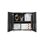 Meuble de bureau Armoire de photocopieur noire 2 portes meuble de photocopieur en acier support d'imprimante à tiroirs mobile