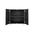 Meuble de bureau Armoire de photocopieur noire 2 portes meuble de photocopieur en acier support d'imprimante à tiroirs mobile