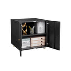 Meuble de bureau Armoire de photocopieur noire 2 portes meuble de photocopieur en acier support d'imprimante à tiroirs mobile