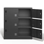 Casier de rangement à 6 portes pour employés, casiers métalliques pour bureau, salle de sport, école et maison avec fente pour carte (noir)