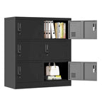 Casier de rangement à 6 portes pour employés, casiers métalliques pour bureau, salle de sport, école et maison avec fente pour carte (noir)